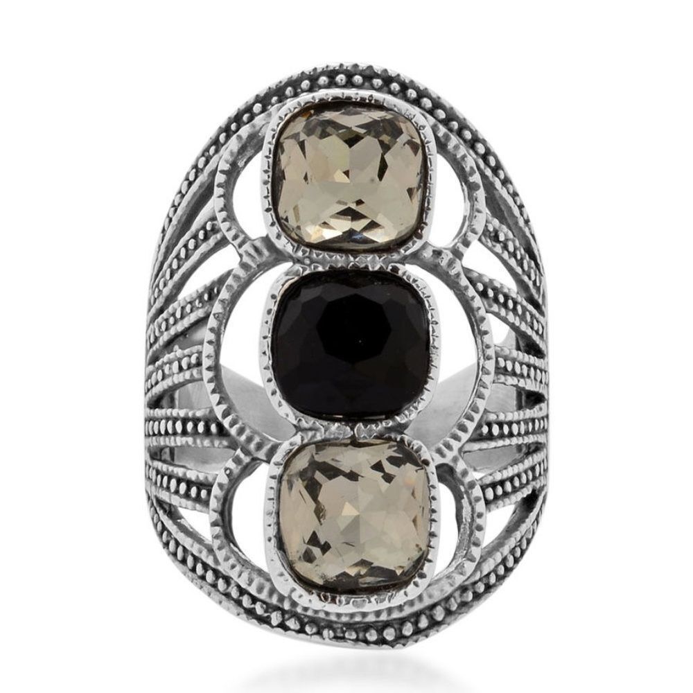 Ring Black and Gray Glass Stainless Steel …